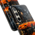 Orange Daytona Phone Case, Rainy City Night Muscle Car Tough Cover