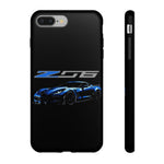 Blue C7 Z06 Sports Car Tough Phone Case Track Style Cover Gift