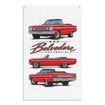 1966 Belvedere Convertible Red Banner 34x56 Garage Man Cave Wall Decor Gift