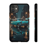 Vintage Teal 1957 Bel Air Classic Car Tough Case | Retro Rainy City Phone Cover