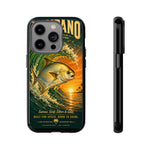 Golden Pompano Fish Phone Case | Coastal Sunset Surf Illustration