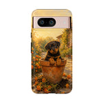Rottweiler Puppy in Flower Pot Tough Case | Floral Dog Phone Cover