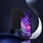 Neon Dolphin Ocean Vaporwave Art Tough Phone Case