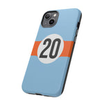 Copy of Blue Orange Number 20 Retro Racing Stripe Tough Phone Case Cover