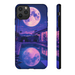 Neon Moonlit Pool Tough Case | Moon Reflection Phone Case, Vaporwave Night Sky