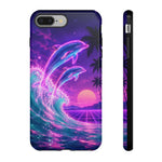 Neon Dolphin Ocean Vaporwave Art Tough Phone Case