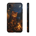 Campfire Cat Phone Case, Marshmallow Night Painterly Cover