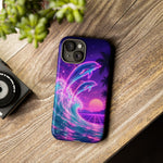Neon Dolphin Ocean Vaporwave Art Tough Phone Case