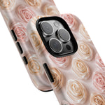Silk Rose Phone Case, Blush Pink Floral Pattern Tough Cover, Gift