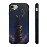 Starry Wizard Cat on Books phone case