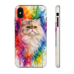 Persian Cat Watercolor Portrait Tough Phone Case - Rainbow