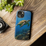 Sea Turtle Reef Phone Case, Coral Ocean Dappled Sunlight Tough Cover