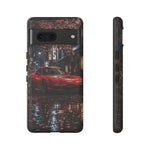 Red FD RX-7 Blossom Alley Tough Phone Case - Rain-Slicked Night