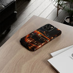 Orange Cuda Phone Case, Rainy City Night Muscle Car Tough Cover