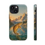 Leaping Golden Trout Lake Scene phone case | Tough Cover