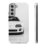 White MK4 Supra Phone Case, Retro 90s JDM Tough Cover for Car Enthusiasts