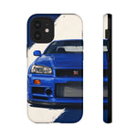 R34 Skyline GT-R Bayside Blue Tough Phone Case for 90s JDM Fans