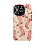 Pink Cowboy Boots phone case | Western pattern | Pastel stars