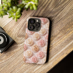 Silk Rose Phone Case, Blush Pink Floral Pattern Tough Cover, Gift