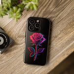 Glitch Rose Neon Phone Case Vaporwave Tough Cover