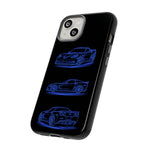 C6 ZR1 Line Art Phone Case, Blue Three-View Cover
