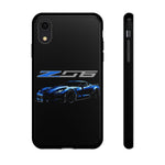Blue C7 Z06 Sports Car Tough Phone Case Track Style Cover Gift