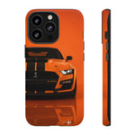 Orange Mustang Art Phone Case, GT500 American Muscle Car Tough Cover for Male