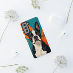 Boston Terrier Pop-Art Portrait Tough Phone Case - Teal Orange