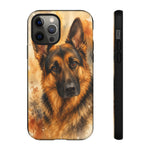German Shepherd Loyal Watercolor Portrait Art Tough Phone Case