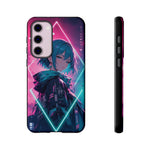 Anime Girl Phone Case Teal, Neon Kanji Calm Gradient Tough Cover