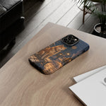 Shiba Inu at Snowy Train Station Phone Case | Winter Dog Scene