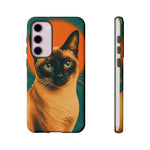 Siamese Cat Retro Halftone Portrait Case - Orange Teal Print