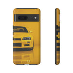 Yellow Skyline Phone Case, R34 GTR 90s JDM Legend Tough Cover for Men Gift