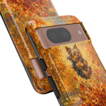 Yorkshire Terrier Jumping in Autumn Leaves Tough Case | Fall Dog Phone Cover