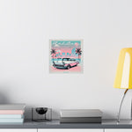 1957 Chevy Bel Air Poster Miami Retro Vaporwave Classic Car Sunset Wall Art