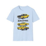 Yellow 1973 Duster Classic Car T-Shirt | Vintage Muscle Car Illustration