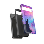 Silhouette Cat Moon Phone Case | Purple Pink Sky Vaporwave Cover