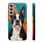 Boston Terrier Pop-Art Portrait Tough Phone Case - Teal Orange