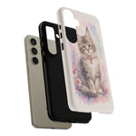 Maine Coon Watercolor Heart Phone Case Watercolor Kitten Art Gift