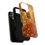 Yorkshire Terrier Jumping in Autumn Leaves Tough Case | Fall Dog Phone Cover
