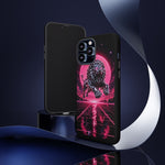 Chrome Lion Phone Case, Neon Grid Katakana Pride Tough Cover