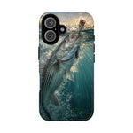 Striped Bass Phone Case, Sunset Topwater Strike Cover for Anglers