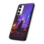 Lo-Fi Cat Neon Rain Window Vaporwave Art Tough Phone Case