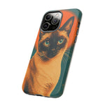 Siamese Cat Retro Halftone Portrait Case - Orange Teal Print