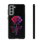 Glitch Rose Neon Phone Case Vaporwave Tough Cover