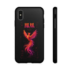 Glitch Phoenix Rising Art Tough Phone Case - Orange Pink Neon