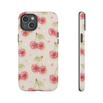 Pink Cherry Pattern Phone Case | Cute Retro Fruit Design
