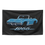 1966 Corvette Sting Ray Convertible Wall Flag Banner 34x56 Blue C2 Decor