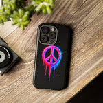 Glitch Peace Sign Phone Case, RGB Melt Digital Art Tough Cover, Gift