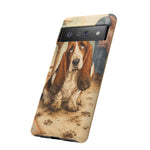 Guilty Basset Hound Phone Case, Muddy Watercolor Art Cover